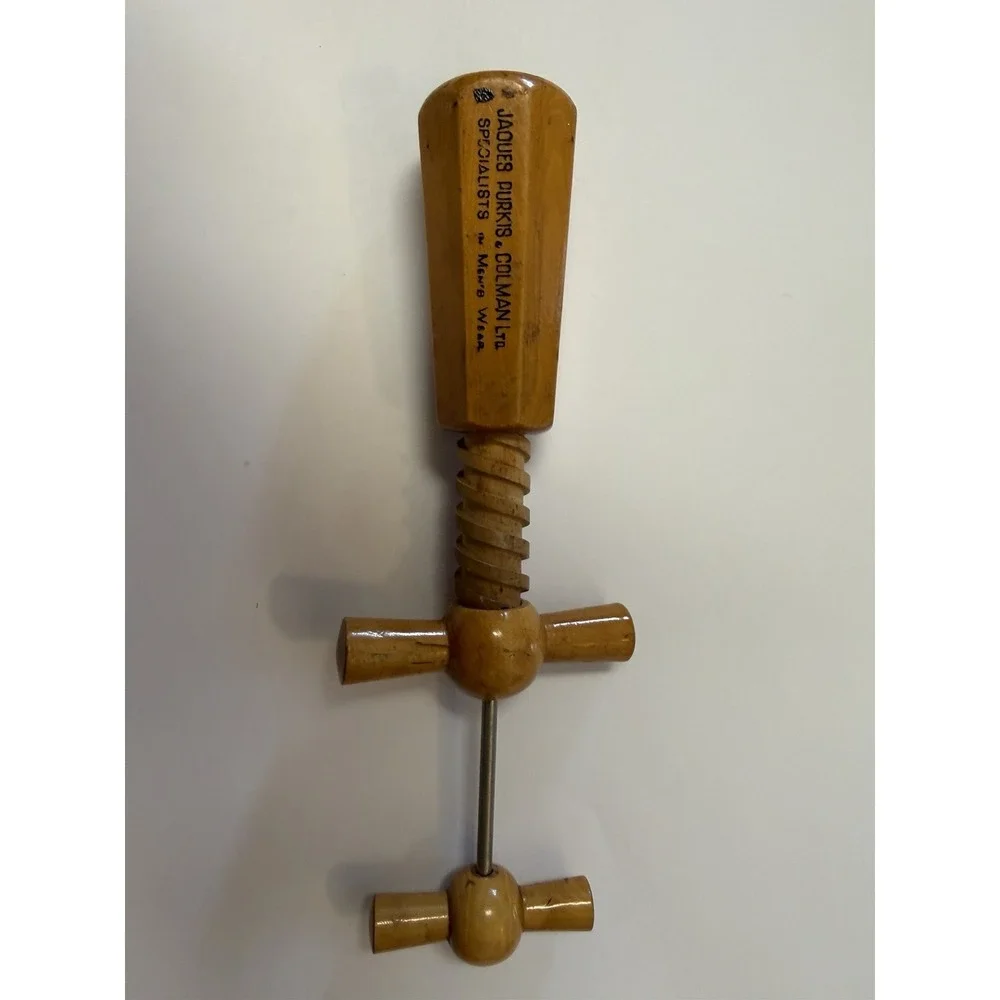 Vintage Advertising Corkscrew Jaques‎ Purkis & Colman Ltd Wooden Handle